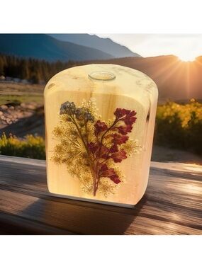 Vintage Handmade Made with Colorado Aspen Bud Vase With Floral Design